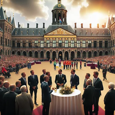 Prinses Amalia bij huldiging van Olympische medaillewinnaars