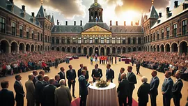 Prinses Amalia bij huldiging van Olympische medaillewinnaars